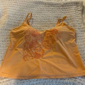 Bathing Suit Women’s Bra Top Tankini Peach with Embroidery Front Size 16
